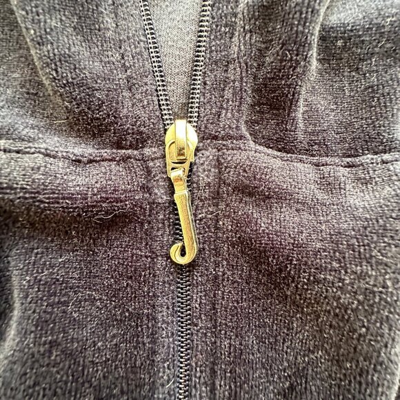 Vintage Juicy Couture Midnight Blue Velour Track Hoodie Jacket Medium - Picture 7 of 11